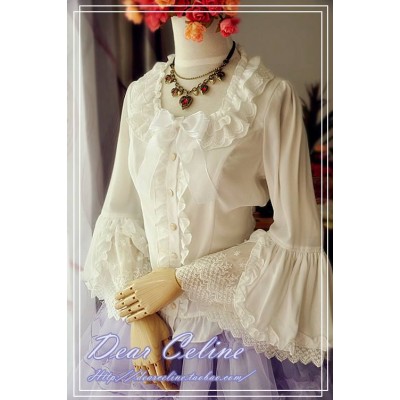 Dear Celine Bell Sleeved Lace Blouse(In Stock)